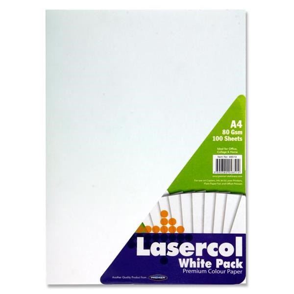 Lasercol A4 White Paper 80Gms (Pack Of 100 Sheets) - ABC School Supplies
