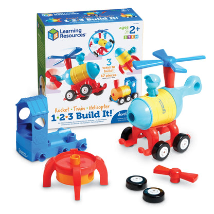 Learning Resources 1-2-3 Build It! Rocket-Train-Helicopter - ABC School Supplies