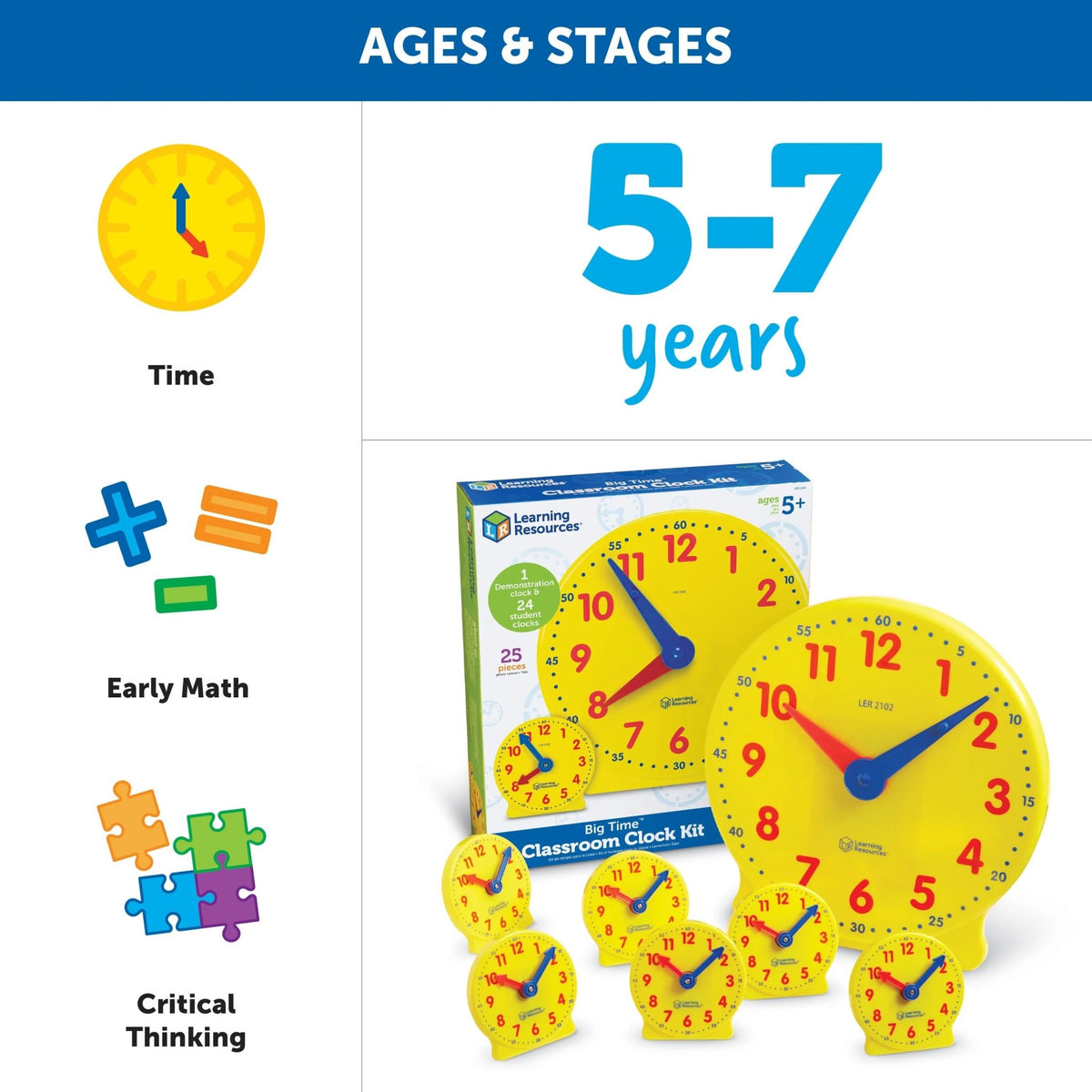Learning Resources Big Time® Classroom Clock Kit - ABC School Supplies