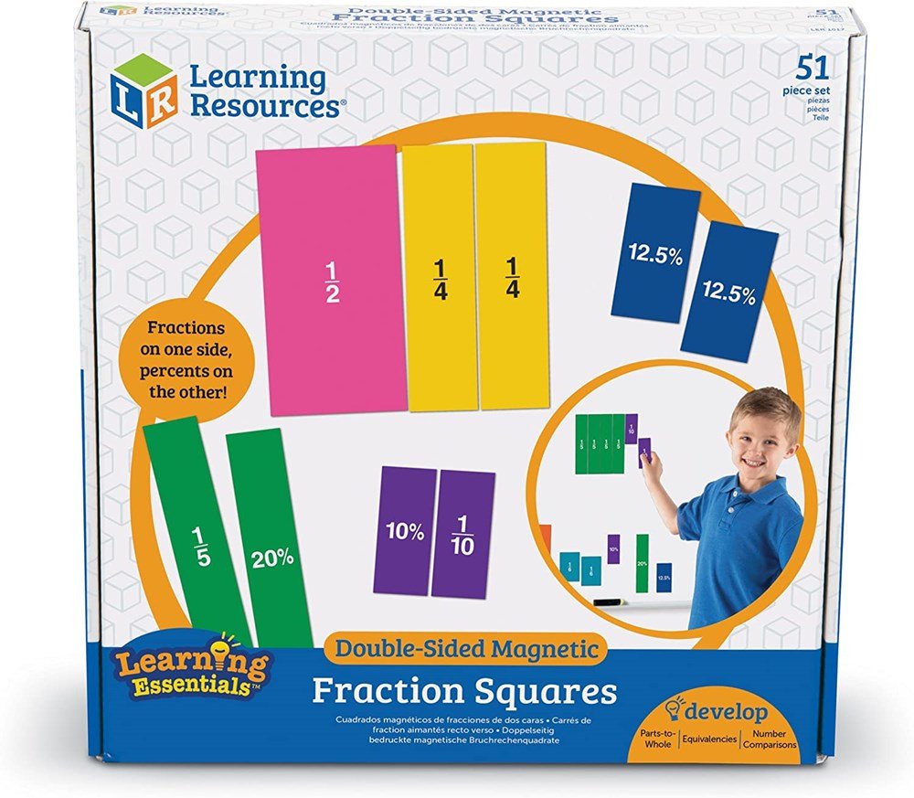 Learning Resources Double Sided Magnetic Demonstration Rainbow Fraction® Squares - ABC School Supplies