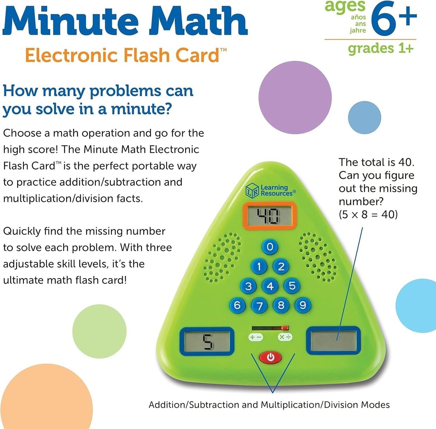 Learning Resources Minute Math Electronic Flash Card™ - ABC School Supplies