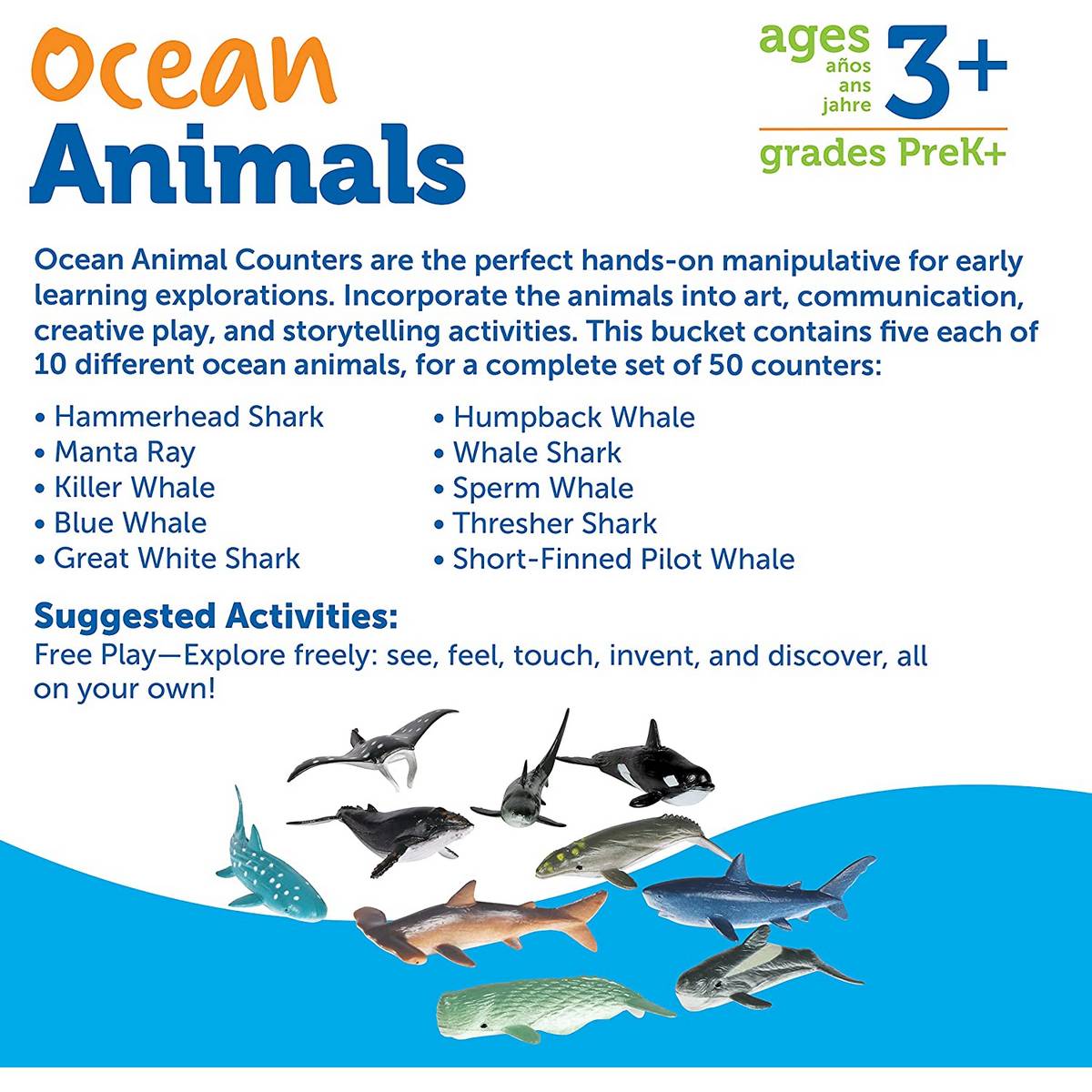 Learning Resources Ocean Animals Counters (Set Of 50) - ABC School Supplies
