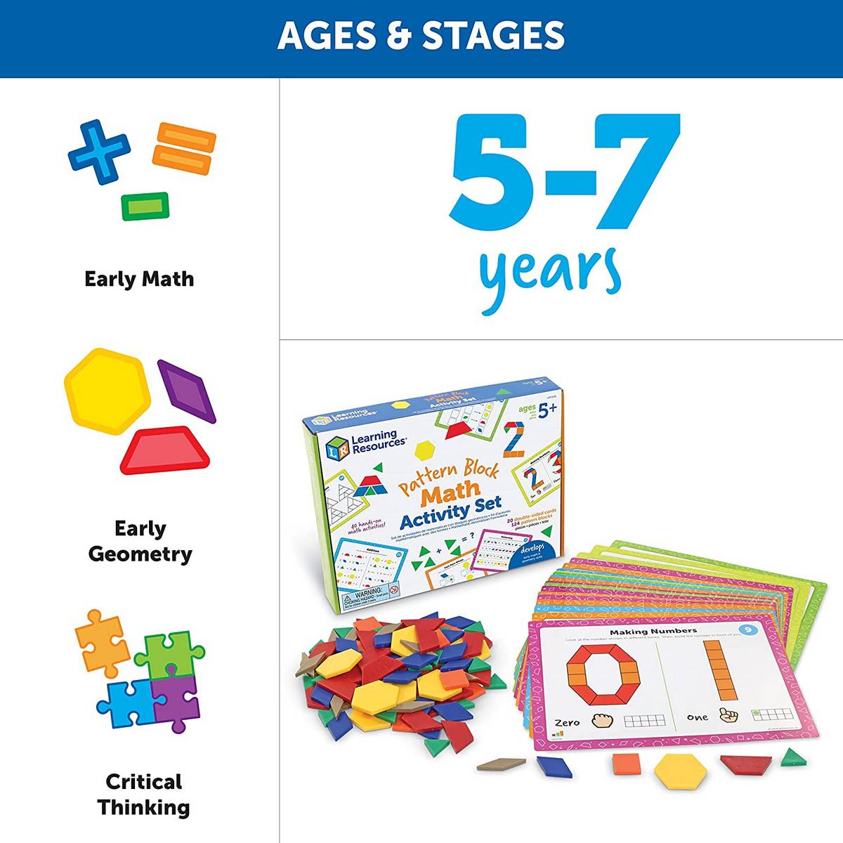 Learning Resources Pattern Block Math Activity Set - ABC School Supplies