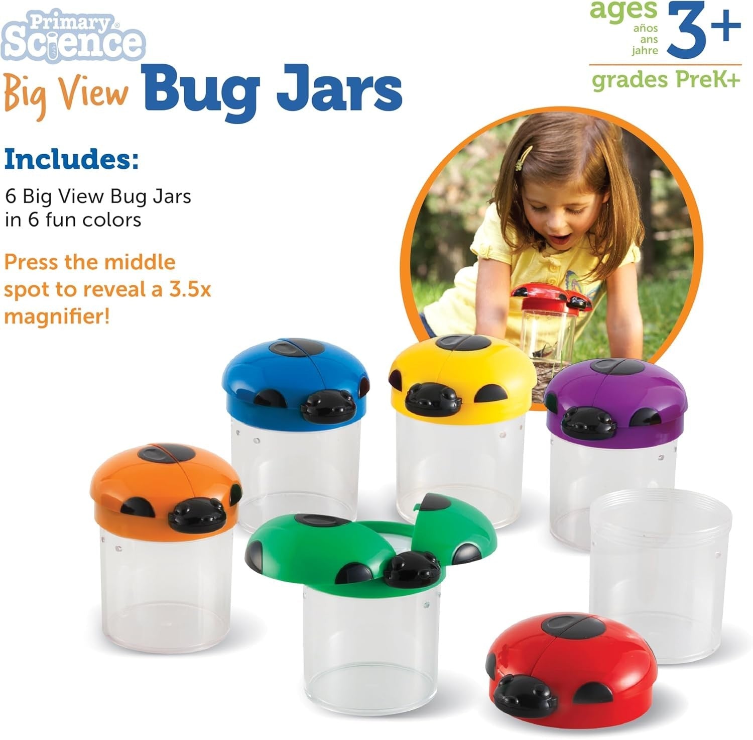 Learning Resources Primary Science® Big View Bug Jars (Set Of 6) - ABC School Supplies