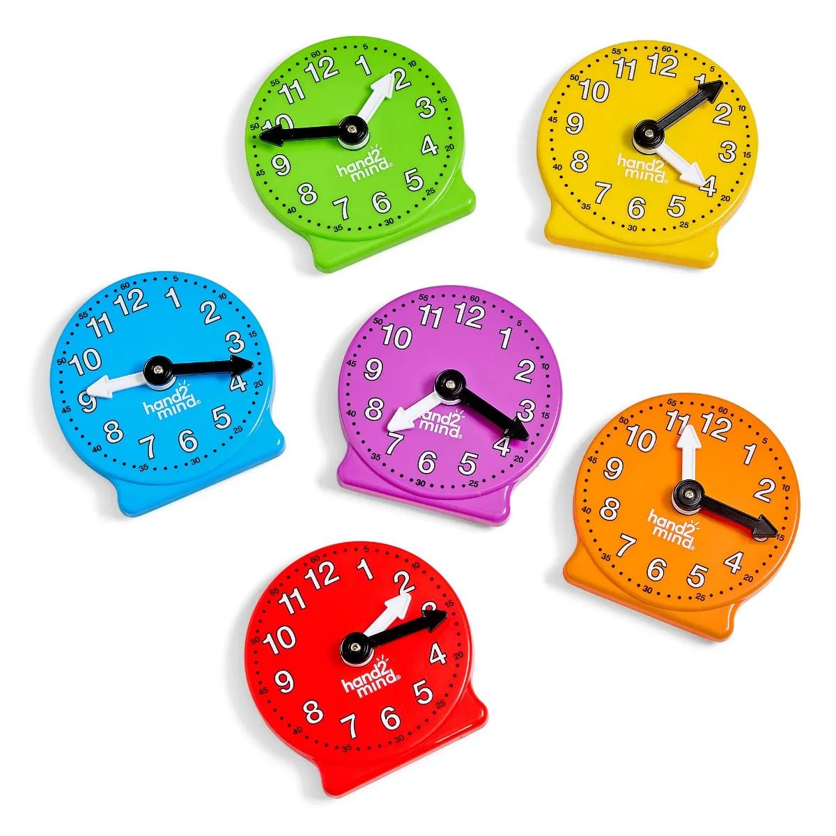 Learning Resources Rainbow Geared Mini Clocks, Set of 6 - ABC School Supplies