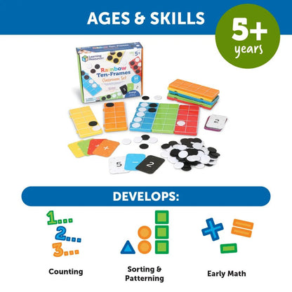 Learning Resources Rainbow Ten Frames Classroom Set - ABC School Supplies