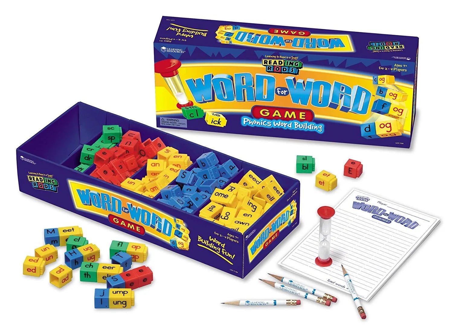 Learning Resources Reading Rods Word For Word Game: Phonics Word Building - ABC School Supplies