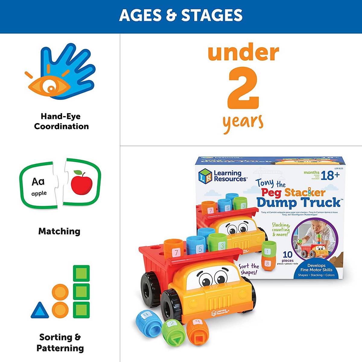 Learning Resources Tony The Peg Stacker Dump Truck™ - ABC School Supplies