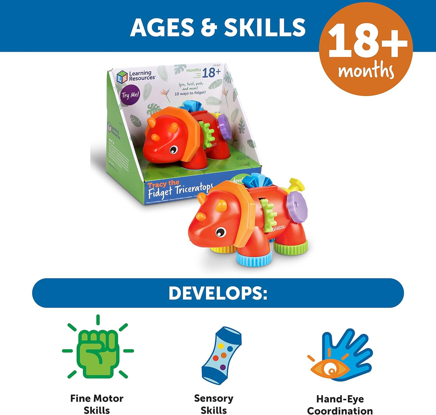 Learning Resources Tracy The Fidget Triceratops - ABC School Supplies