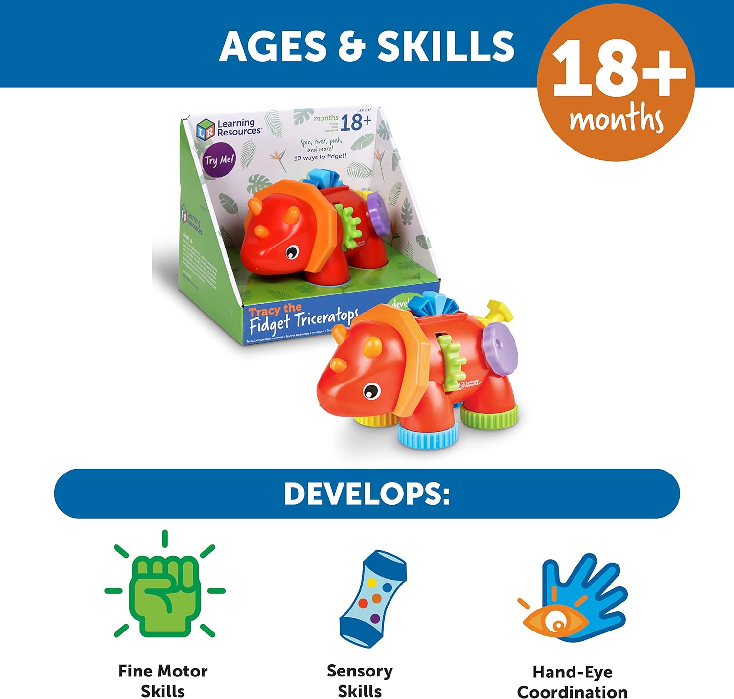Learning Resources Tracy The Fidget Triceratops - ABC School Supplies