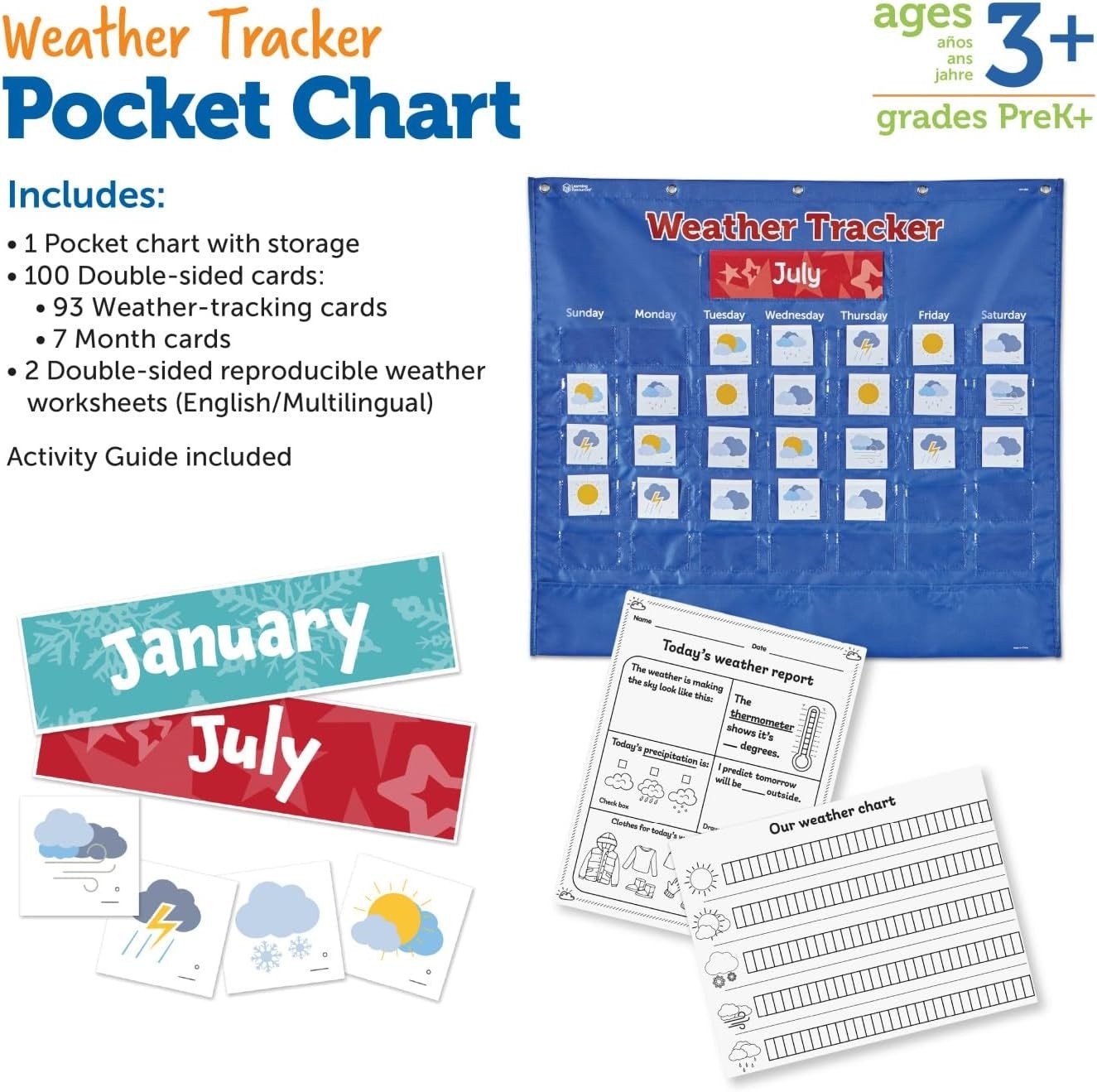 Learning Resources Weather Tracker Pocket Chart - ABC School Supplies