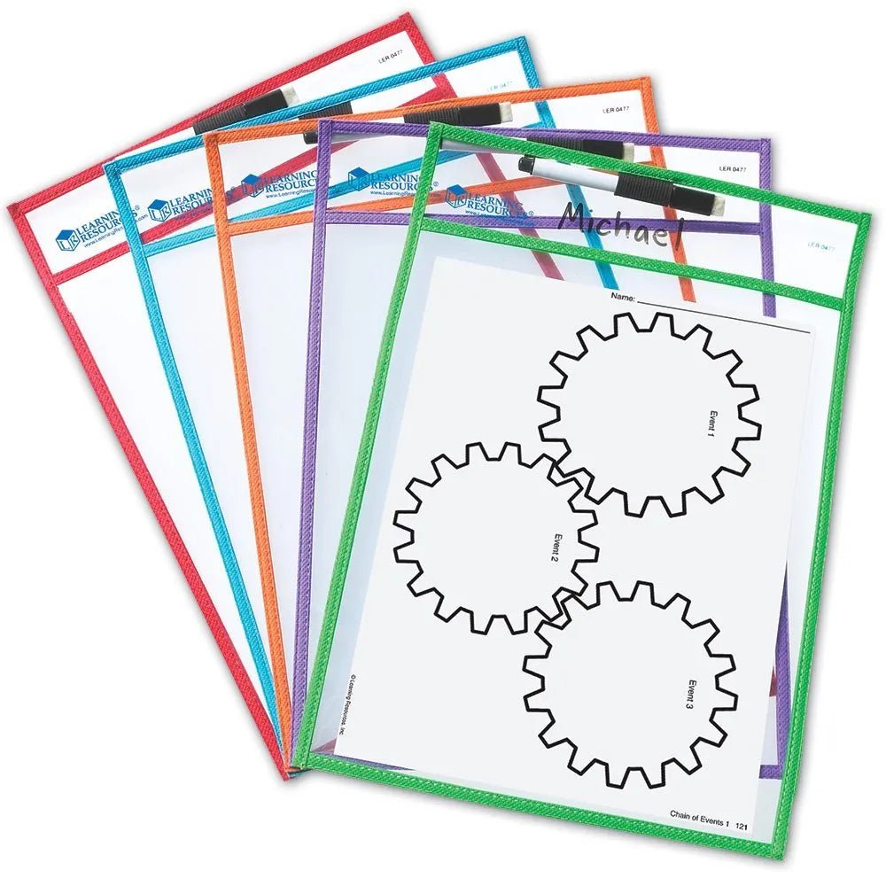 Learning Resources Write And Wipe Pockets (Set of 5) - ABC School Supplies