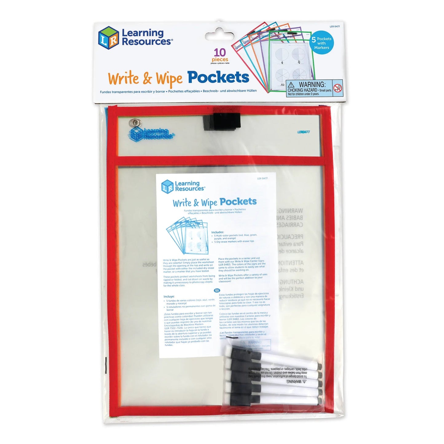 Learning Resources Write And Wipe Pockets (Set of 5) - ABC School Supplies
