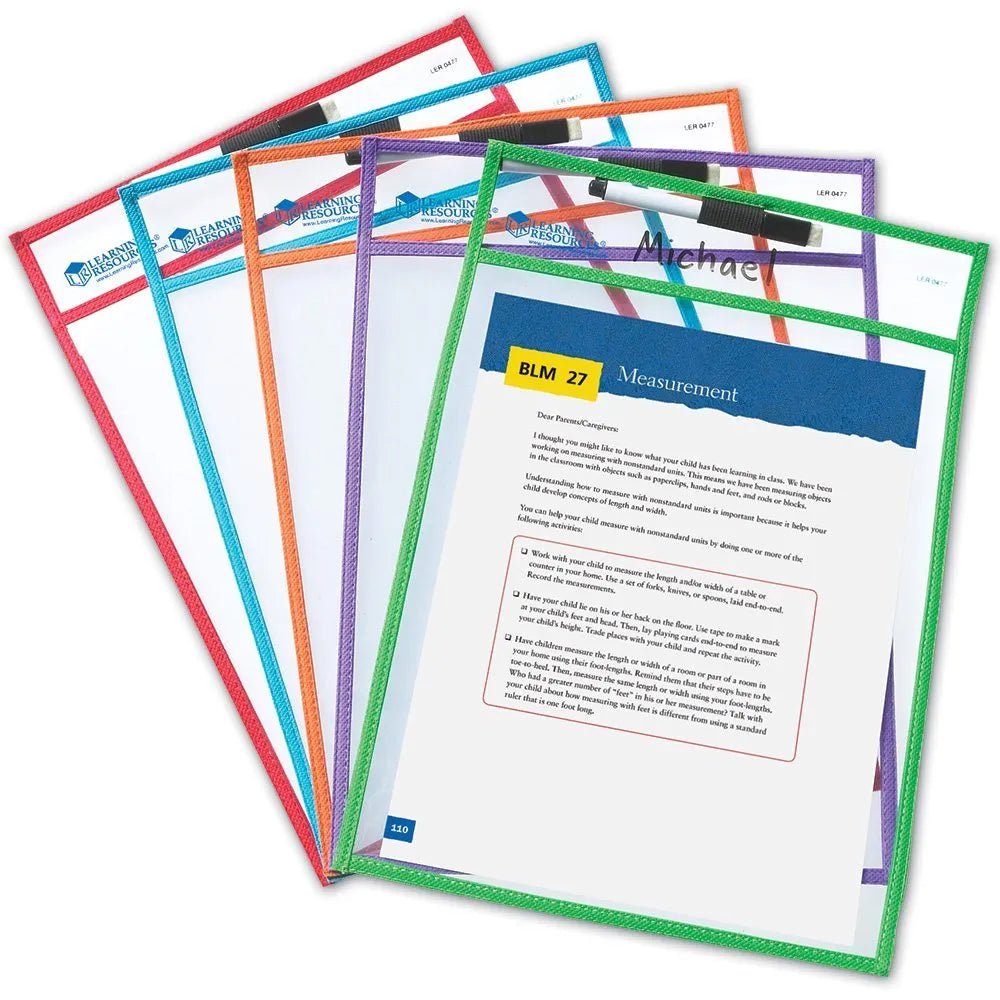 Learning Resources Write And Wipe Pockets (Set of 5) - ABC School Supplies