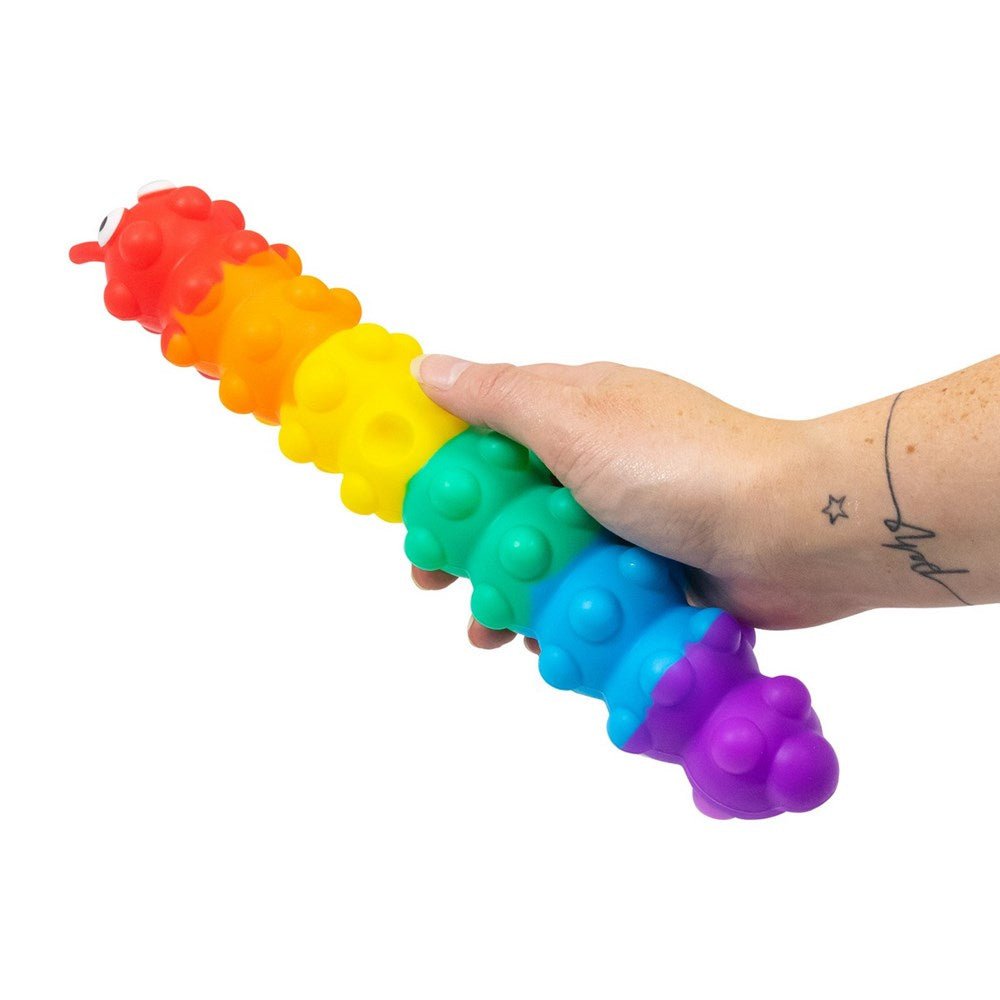 Light Up Suction Push Popper Rainbow Caterpillar - ABC School Supplies