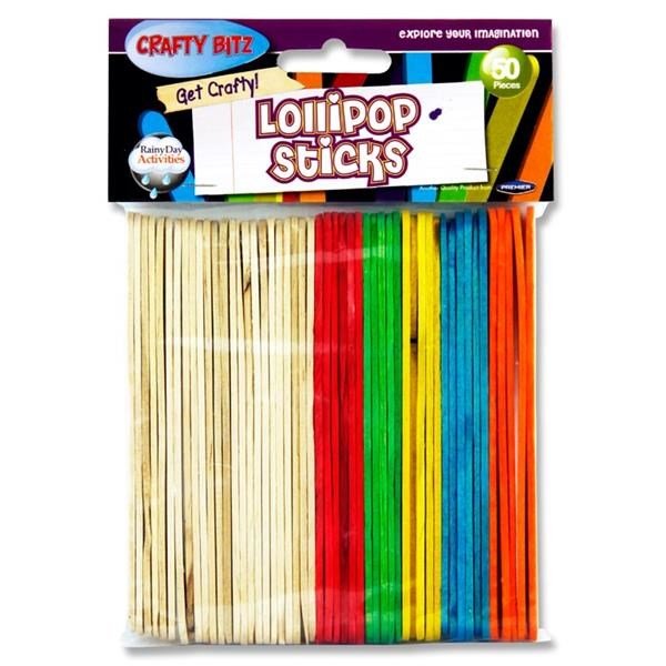 Lollipop Sticks Coloured Pack Of 50 - ABC School Supplies