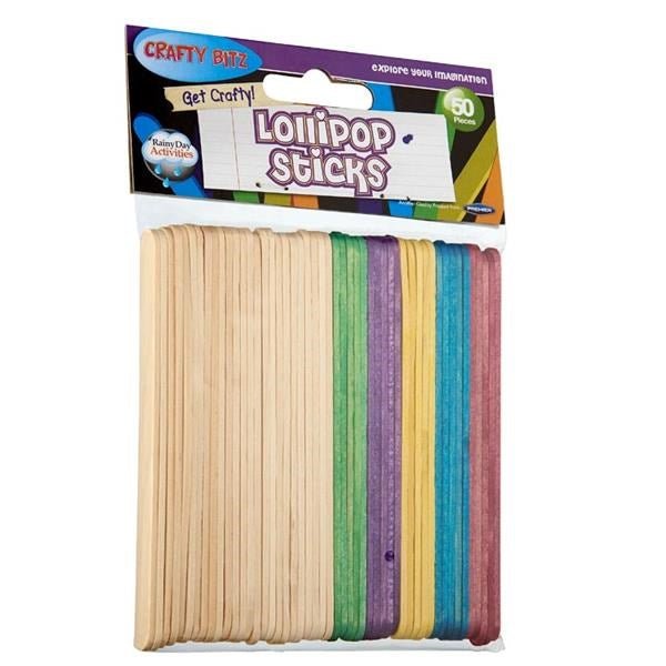 Lollipop Sticks Coloured Pack Of 50 - ABC School Supplies