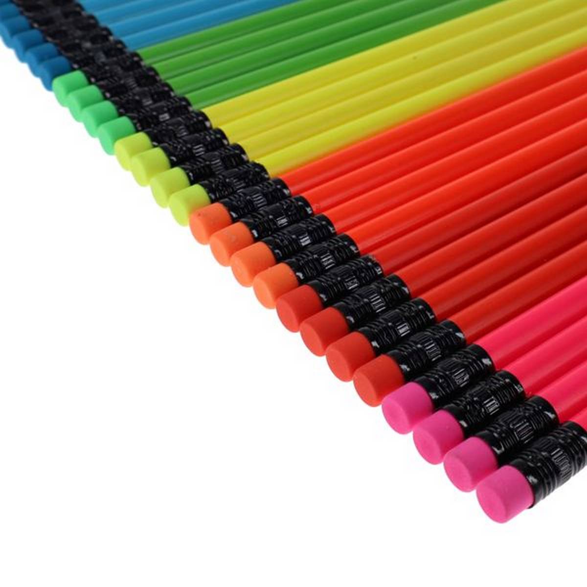 Lyra Neon Hb Rubber Tipped Pencils - Pack Of 96 - ABC School Supplies