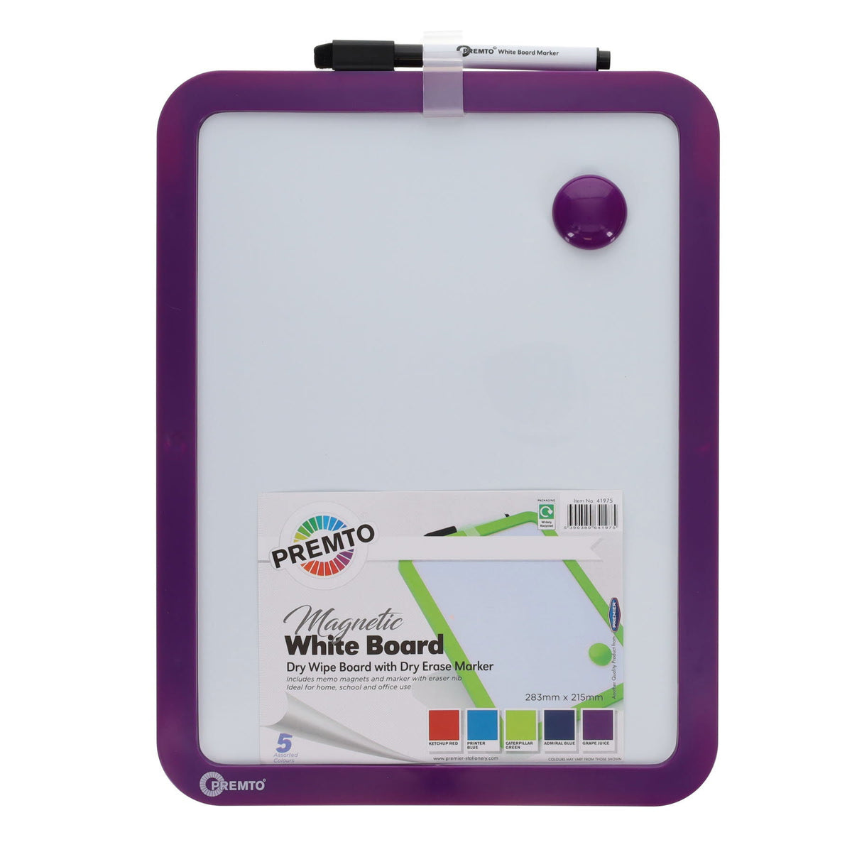 Magnetic Dry Wipe Whiteboard With Dry Wipe Marker Pack of 5 - ABC School Supplies