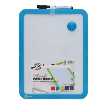 Magnetic Dry Wipe Whiteboard With Dry Wipe Marker Pack of 5 - ABC School Supplies