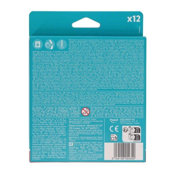 Maped 12 Pack Washable Felt Tip Colouring Markers - Dragon - ABC School Supplies