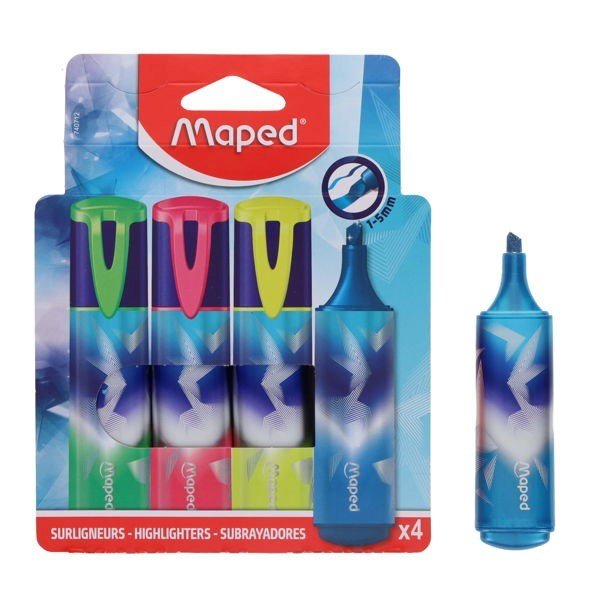 Maped 4 Pack Arctic Vibes Glitter Highlighters - ABC School Supplies