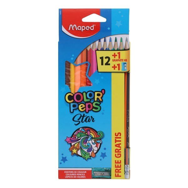 Maped Color'Peps Colouring Pencils - 12 Pack + Sharpener - ABC School Supplies