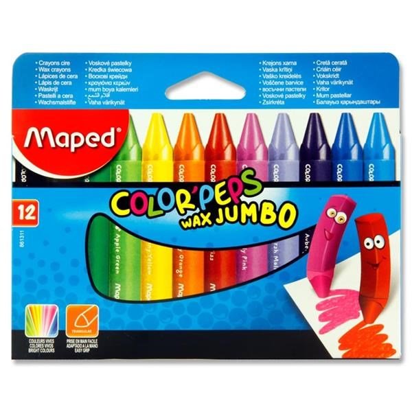 Maped Color'Peps Pack of 12 Super Jumbo Chubby Crayons - ABC School Supplies