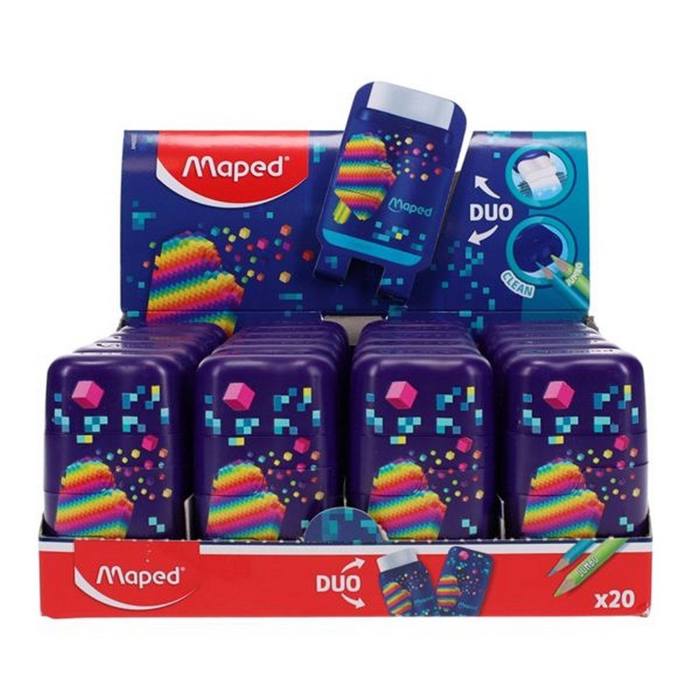 Maped Connect Pixel Party Sharpener and Eraser - ABC School Supplies