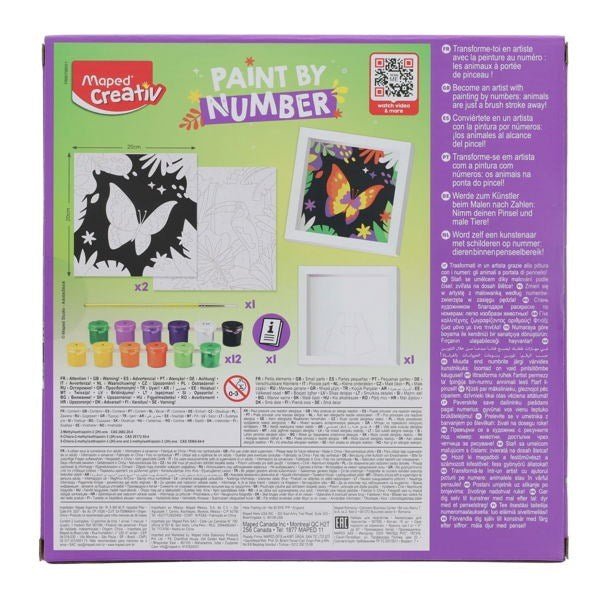 Maped Creativ 16 Piece Paint By Numbers - Parrot/Butterfly - ABC School Supplies
