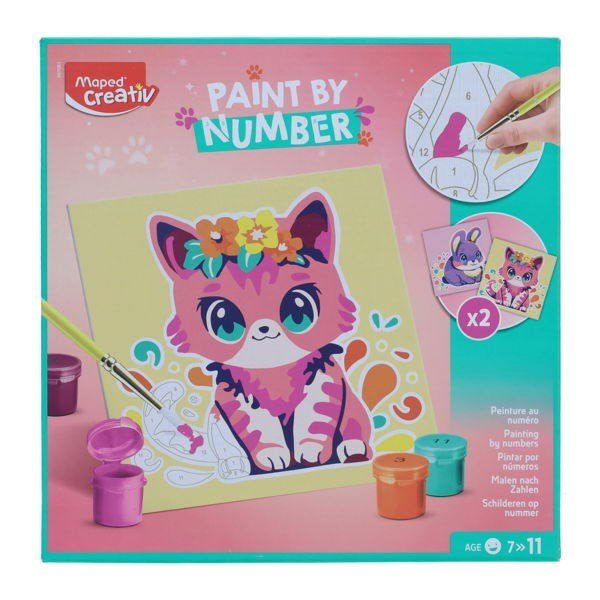Maped Creativ 16 Piece Paint By Numbers Set - Cat/Bunny - ABC School Supplies