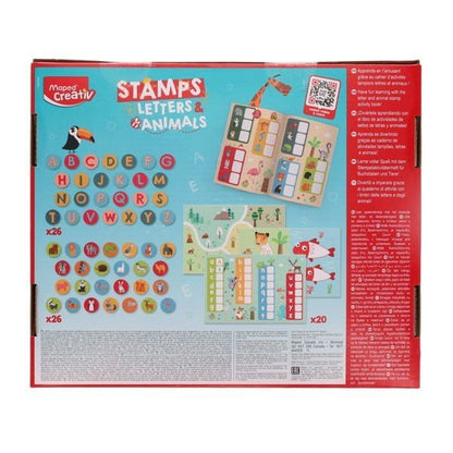 Maped Creativ 52 Piece Stamps Set - Alphabet & Animals - ABC School Supplies