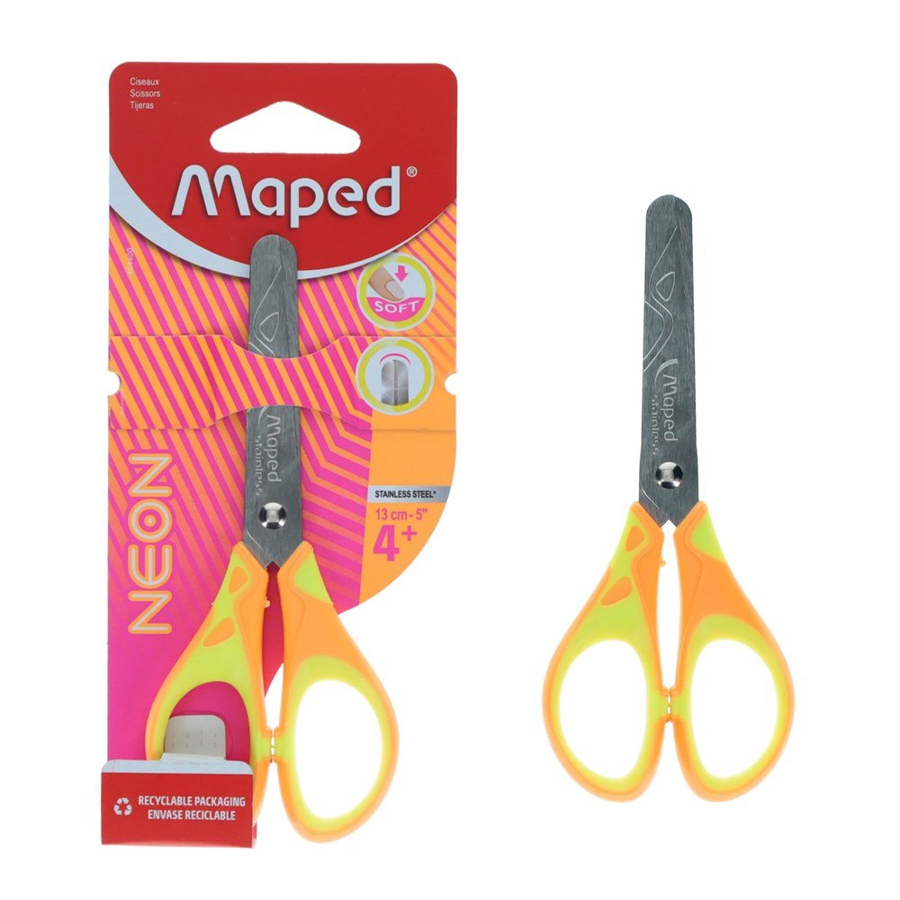 Maped Essentials 13cm Soft Grip Scissors - Neon - ABC School Supplies