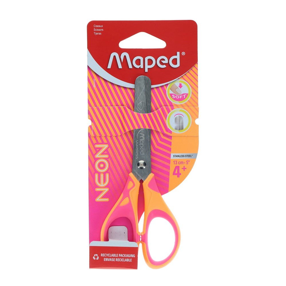 Maped Essentials 13cm Soft Grip Scissors - Neon - ABC School Supplies