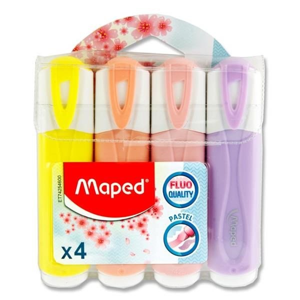 Maped Fluo'Peps Pkt.4 Pastel Highlighters - ABC School Supplies