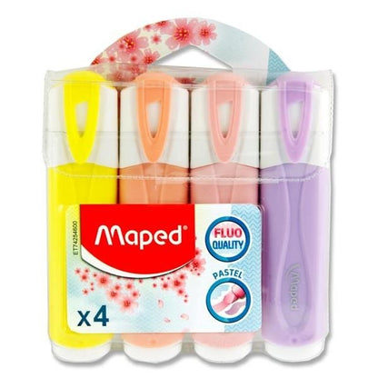 Maped Fluo'Peps Pkt.4 Pastel Highlighters - ABC School Supplies
