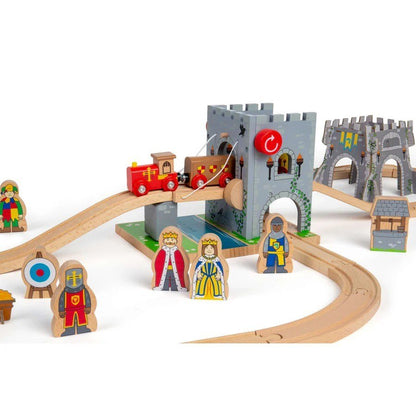 Medieval Train Set - 33 Pcs Wooden Railway Set - ABC School Supplies