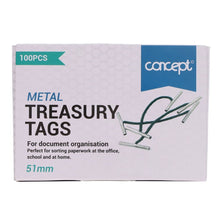 Metal Treasury Tags 51mm Pack of 100 - ABC School Supplies