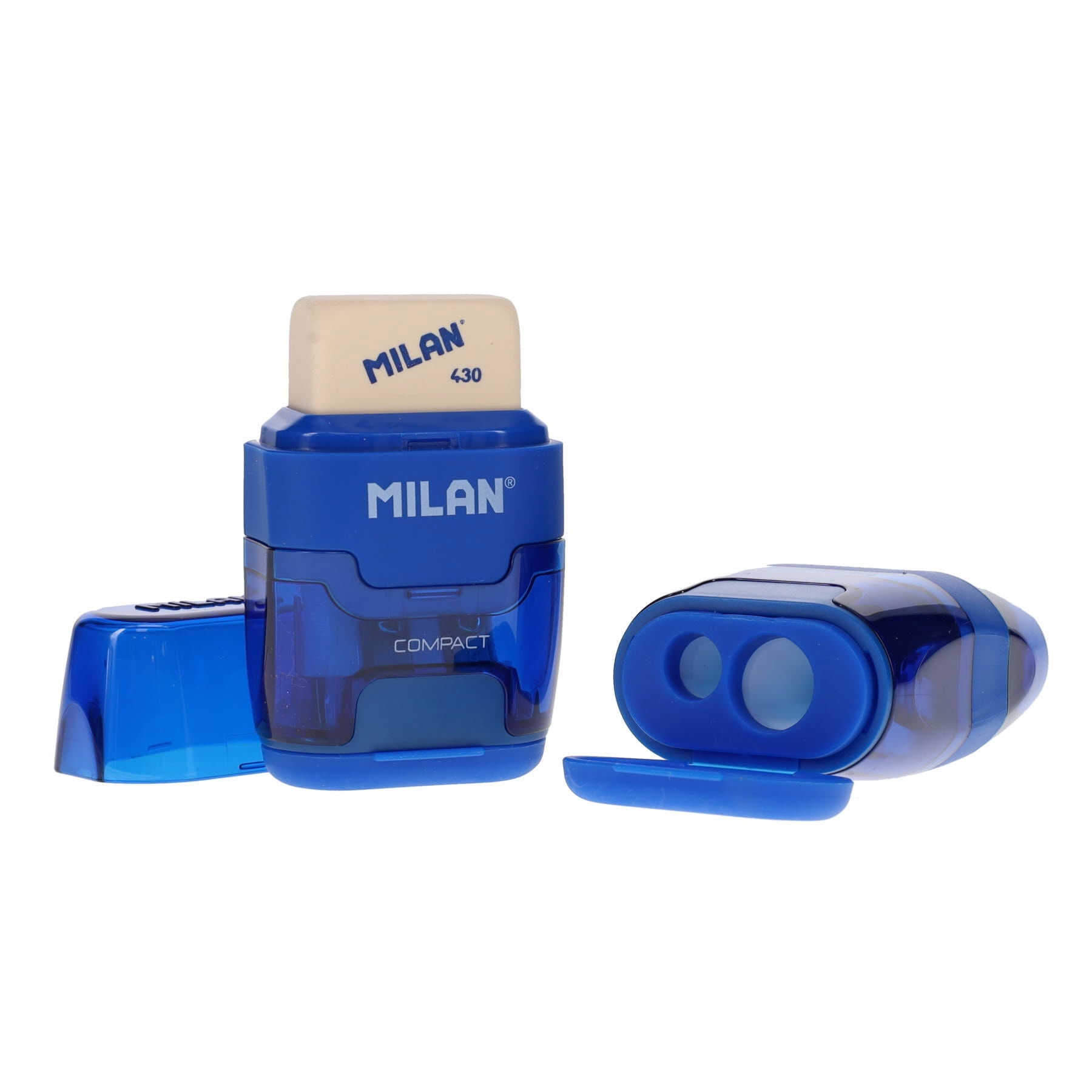 Milan Compact Twin Hole Sharpener & Eraser - ABC School Supplies
