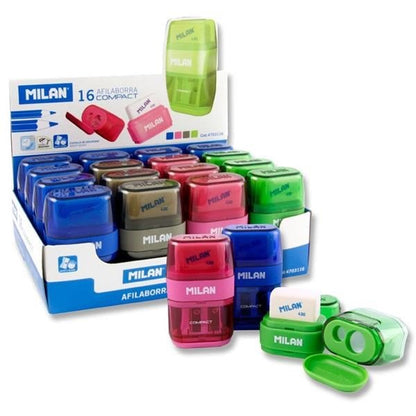 Milan Compact Twin Hole Sharpener & Eraser - ABC School Supplies