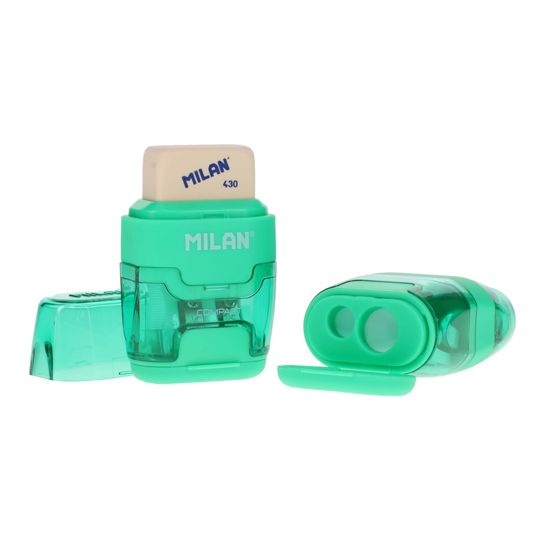Milan Compact Twin Hole Sharpener & Eraser - ABC School Supplies
