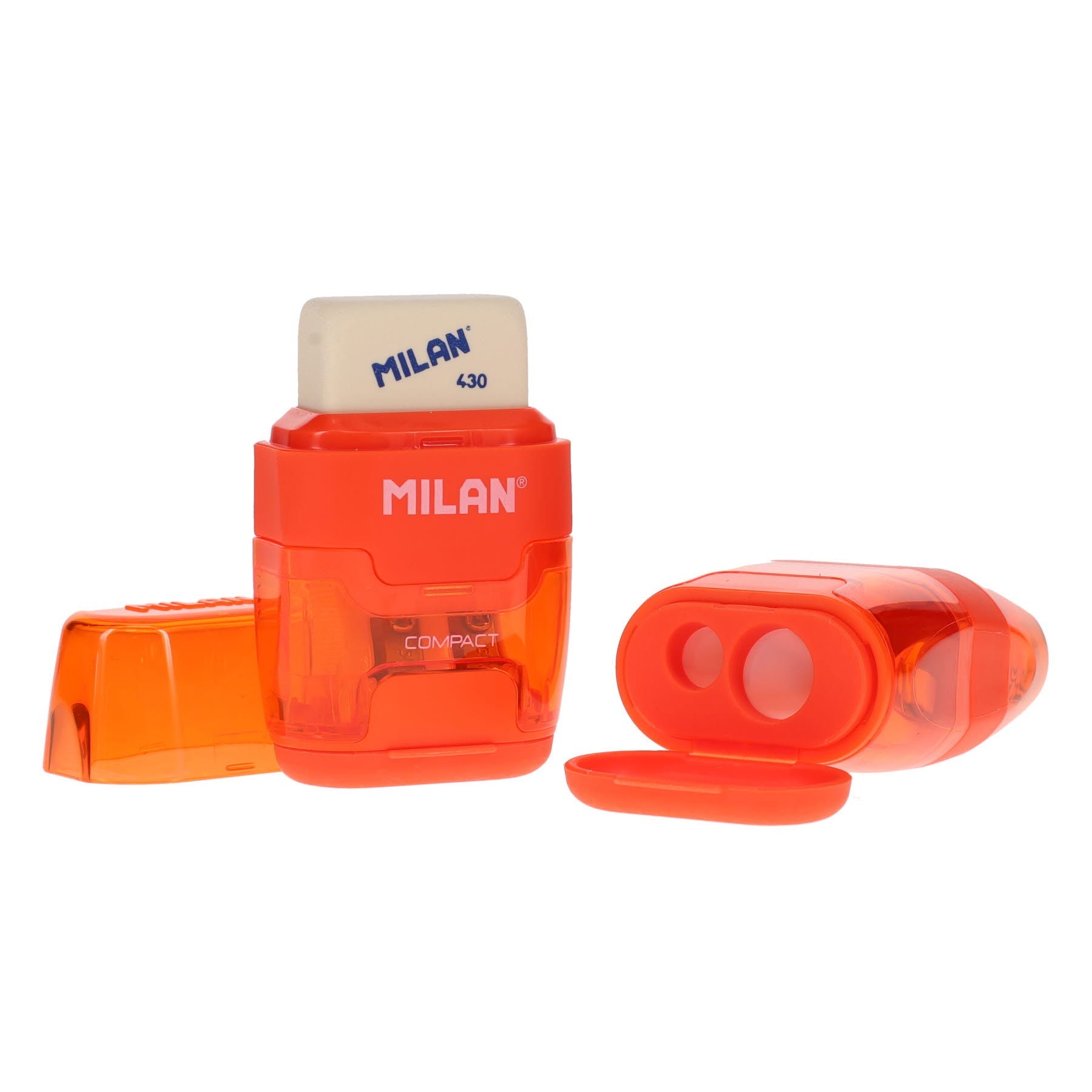 Milan Compact Twin Hole Sharpener & Eraser - ABC School Supplies