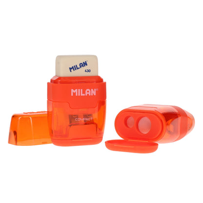 Milan Compact Twin Hole Sharpener & Eraser - ABC School Supplies