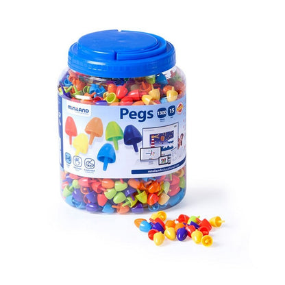 Miniland Pegs 15 Mm (1300 Pieces) - Bright Colours - ABC School Supplies