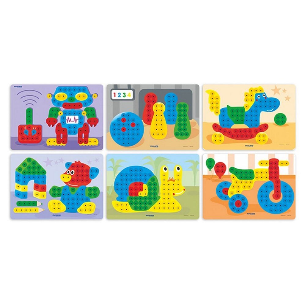 Miniland Pegs 15 Mm: 6 Patterns Pack Primary Colours - ABC School Supplies