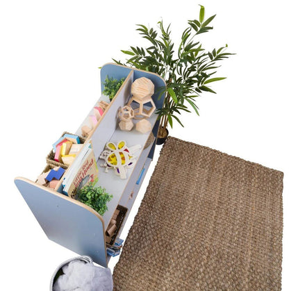 Mobile Double Bookcase - Grey and steel blue - ABC School Supplies