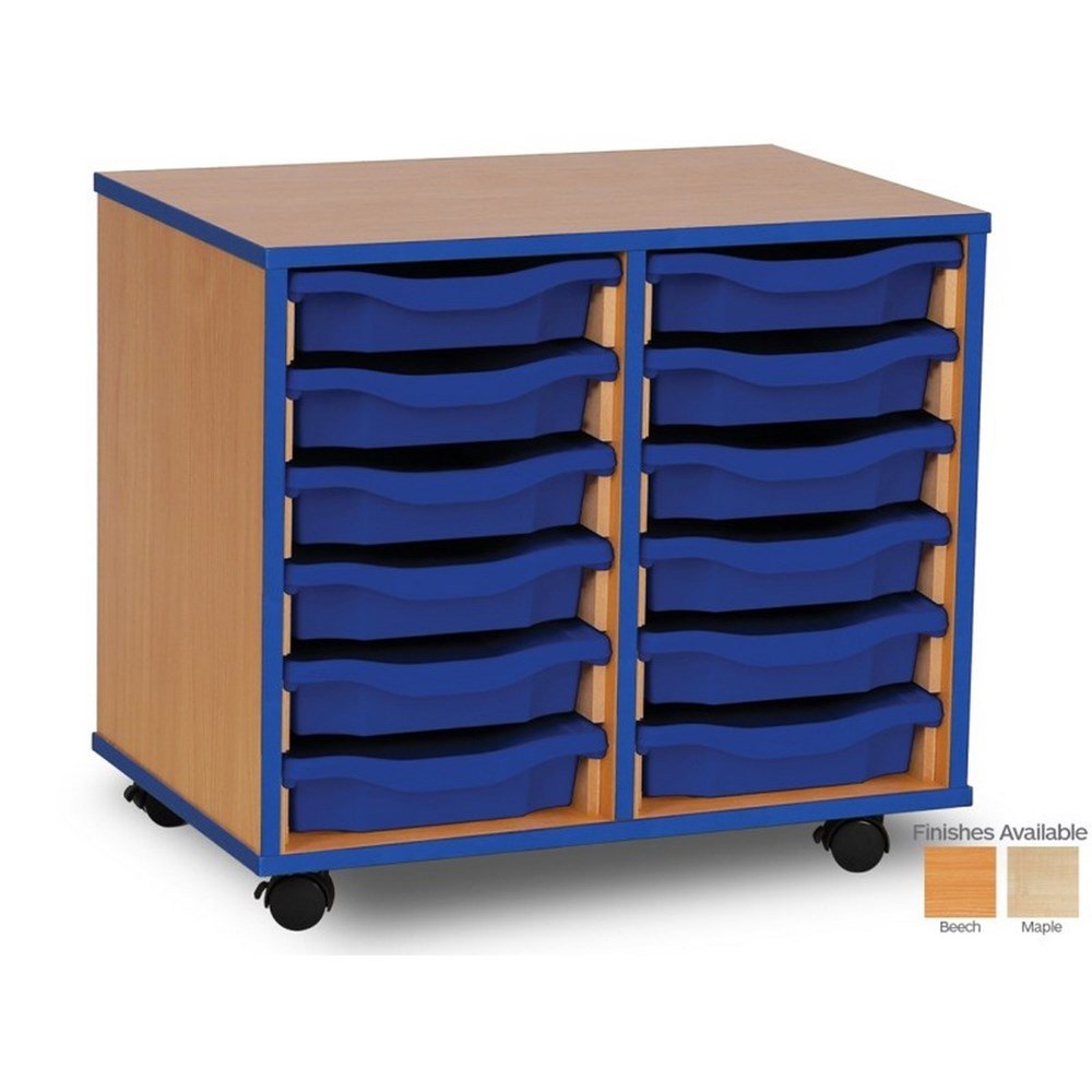 Monarch 12 Tray Single Tray Storage Unit with Blue Coloured Edges - ABC School Supplies
