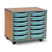 Monarch 12 Tray Single Tray Storage Unit with Steel Blue Coloured Edges - ABC School Supplies