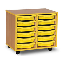 Monarch 12 Tray Single Tray Storage Unit with Yellow Coloured Edges - ABC School Supplies