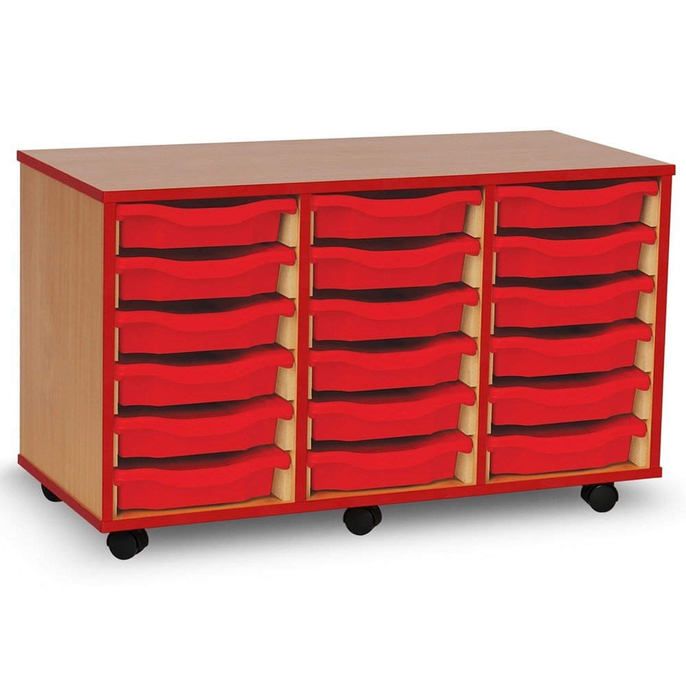 Monarch 18 Tray Single Tray Storage Unit with Red Coloured Edges - ABC School Supplies